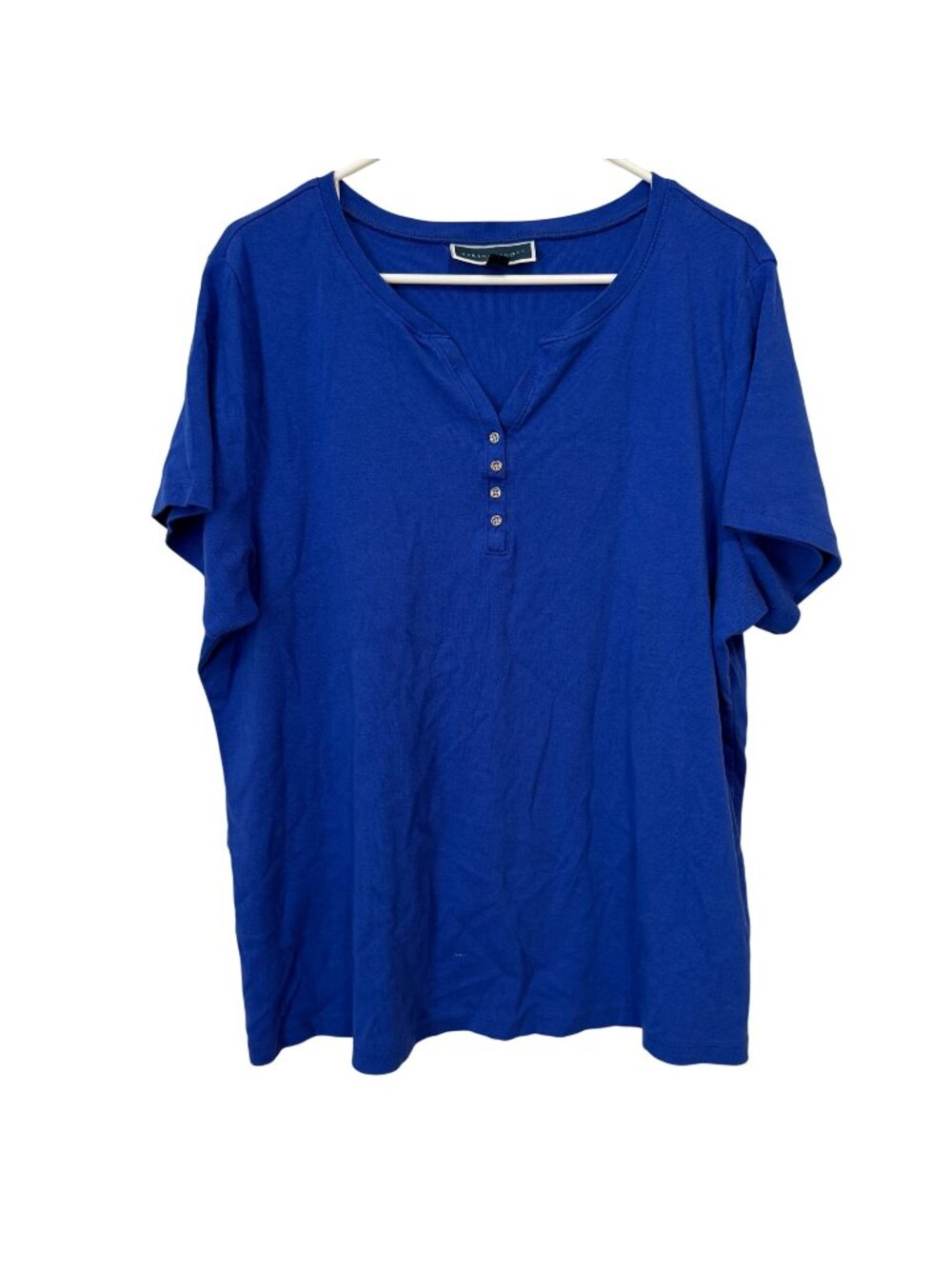 Karen Scott Womens Blue Short Sleeve Top 2X